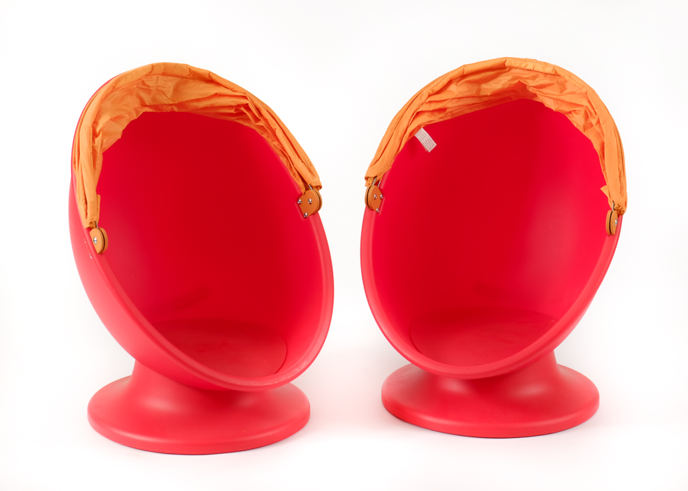 Pair of IKEA Children's Egg Chairs in Red EBTH
