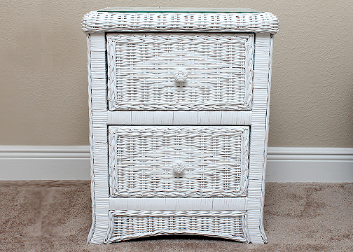 White Wicker Nightstand EBTH