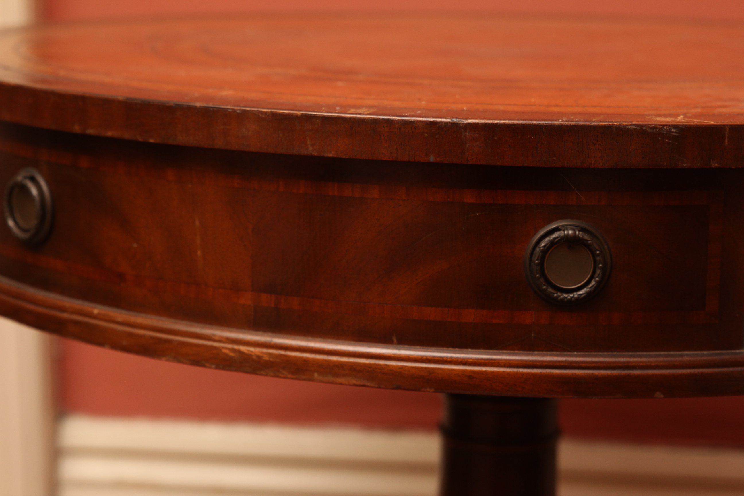 Leather Top Drum Table EBTH