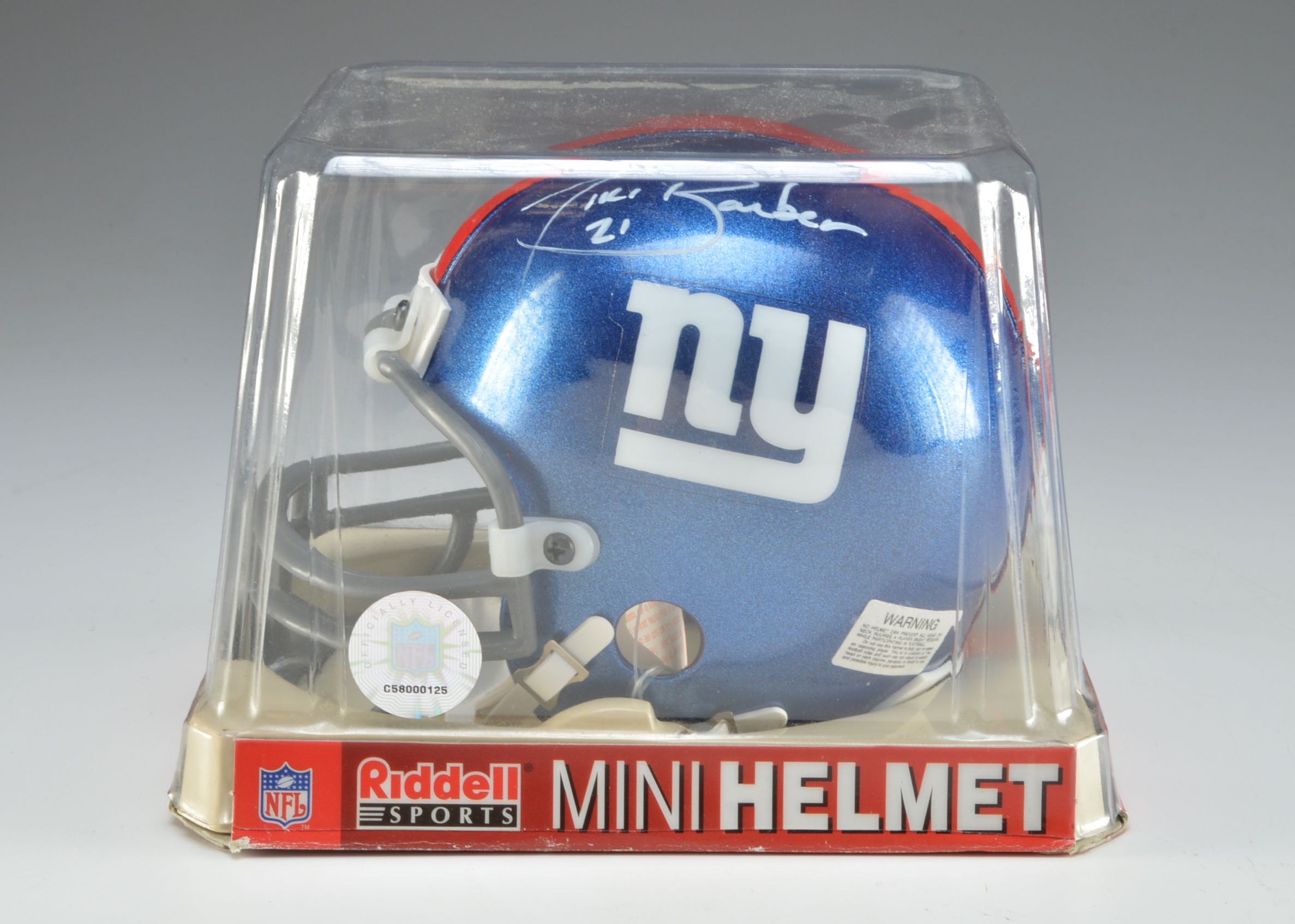 tiki barber signed helmet