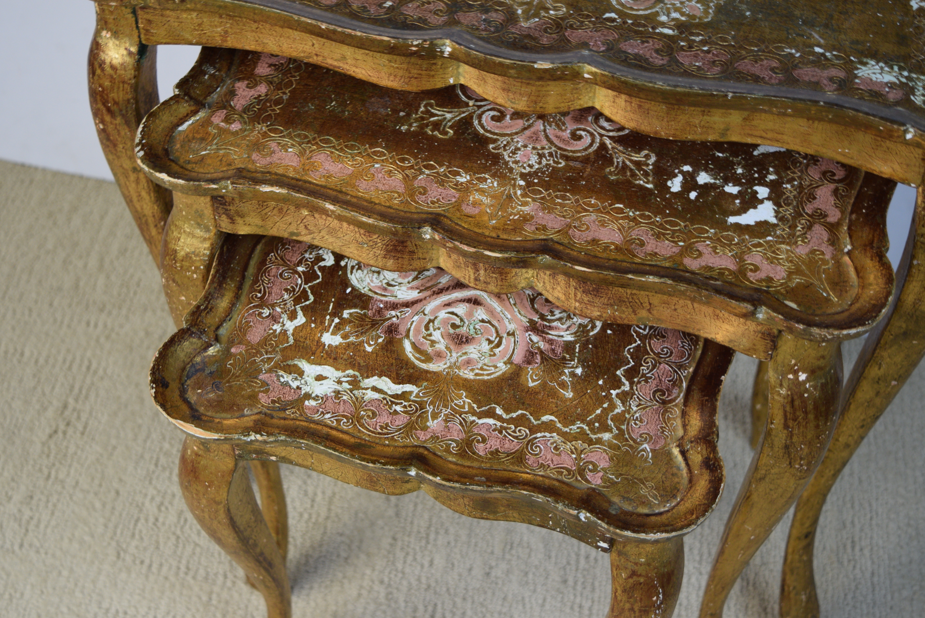 Vintage Gold Nesting Tables EBTH