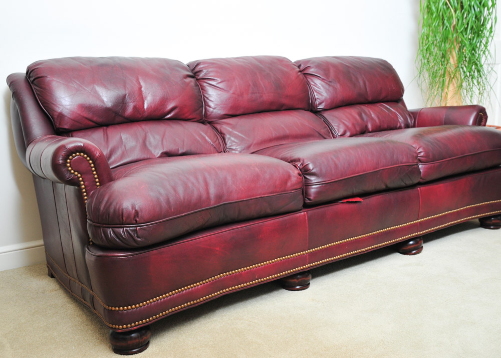 Hancock and Moore Burgundy Leather Sofa EBTH