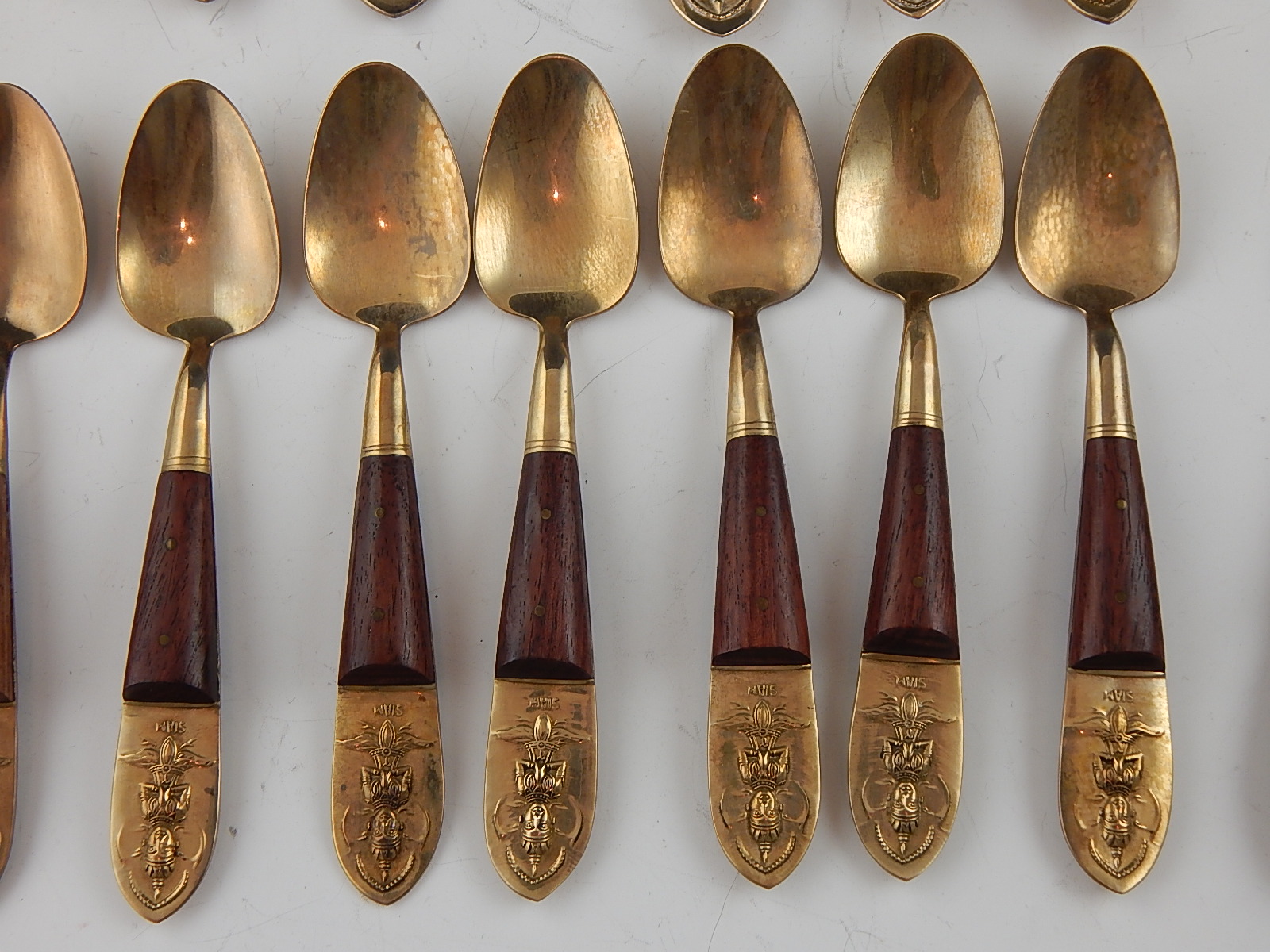 Vintage Siam Thailand Brass and Teak Flatware EBTH