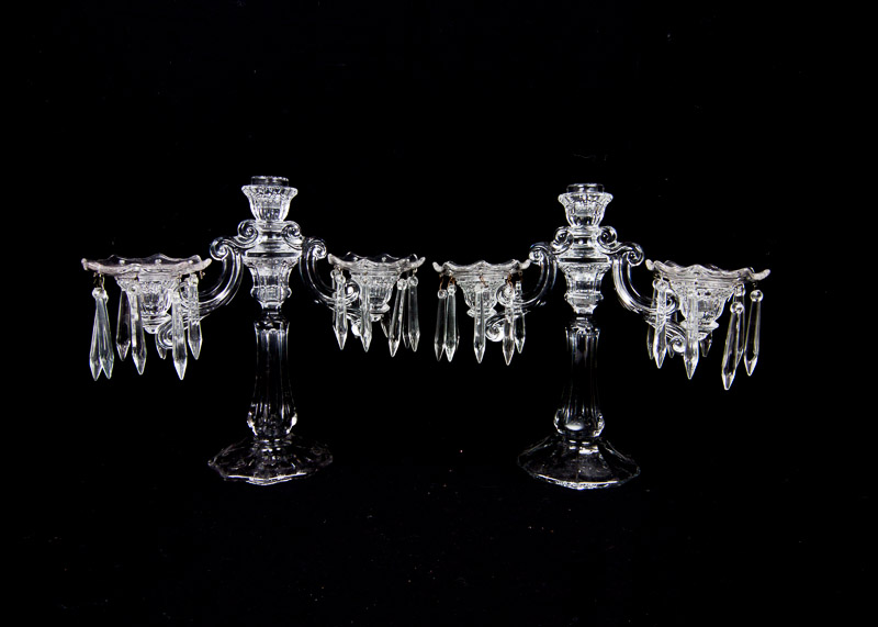 Tall 1945 Cambridge Three Candle Glass Candelabras EBTH