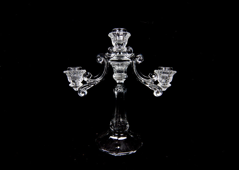 Tall 1945 Cambridge Three Candle Glass Candelabras EBTH