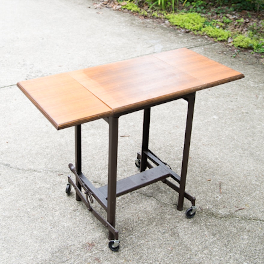 Vintage Drop Leaf Hi Lo Typewriter Stand On Wheels Ebth Vintage Drop Leaf Hi Lo Typewriter Stand On Wheels