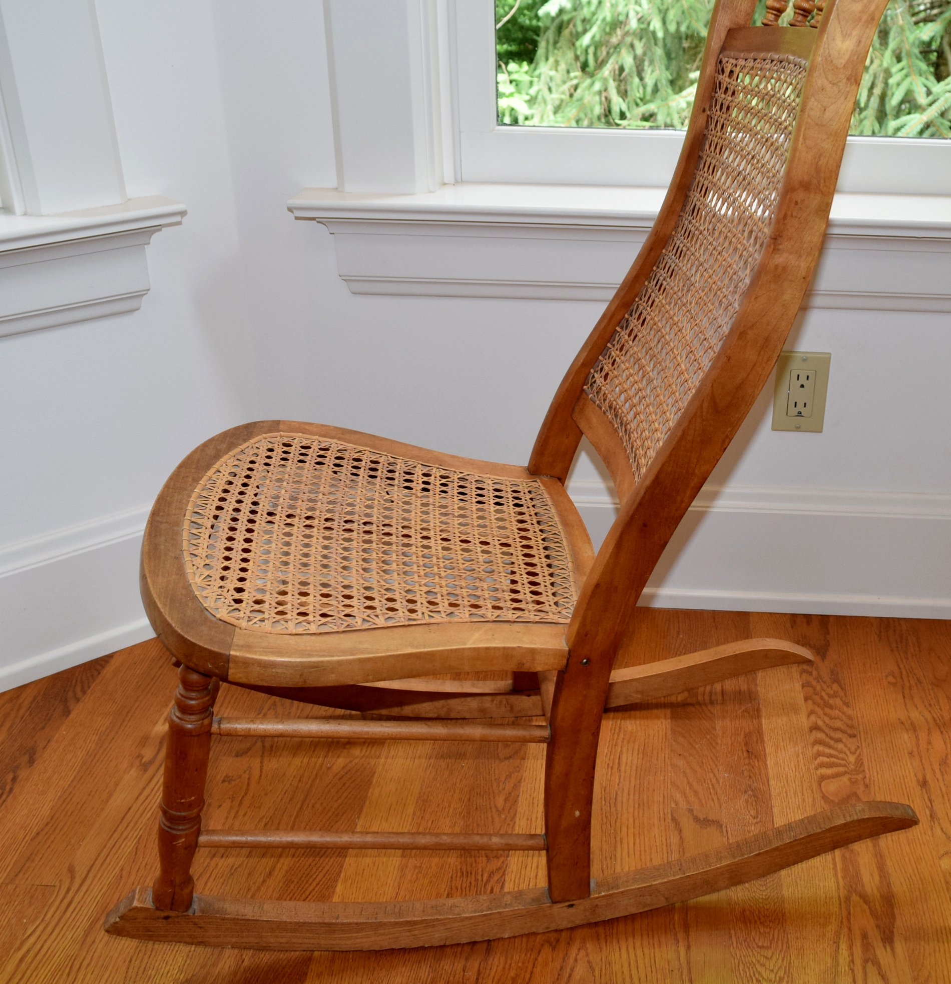 Armless Cane Back Rocking Chair EBTH
