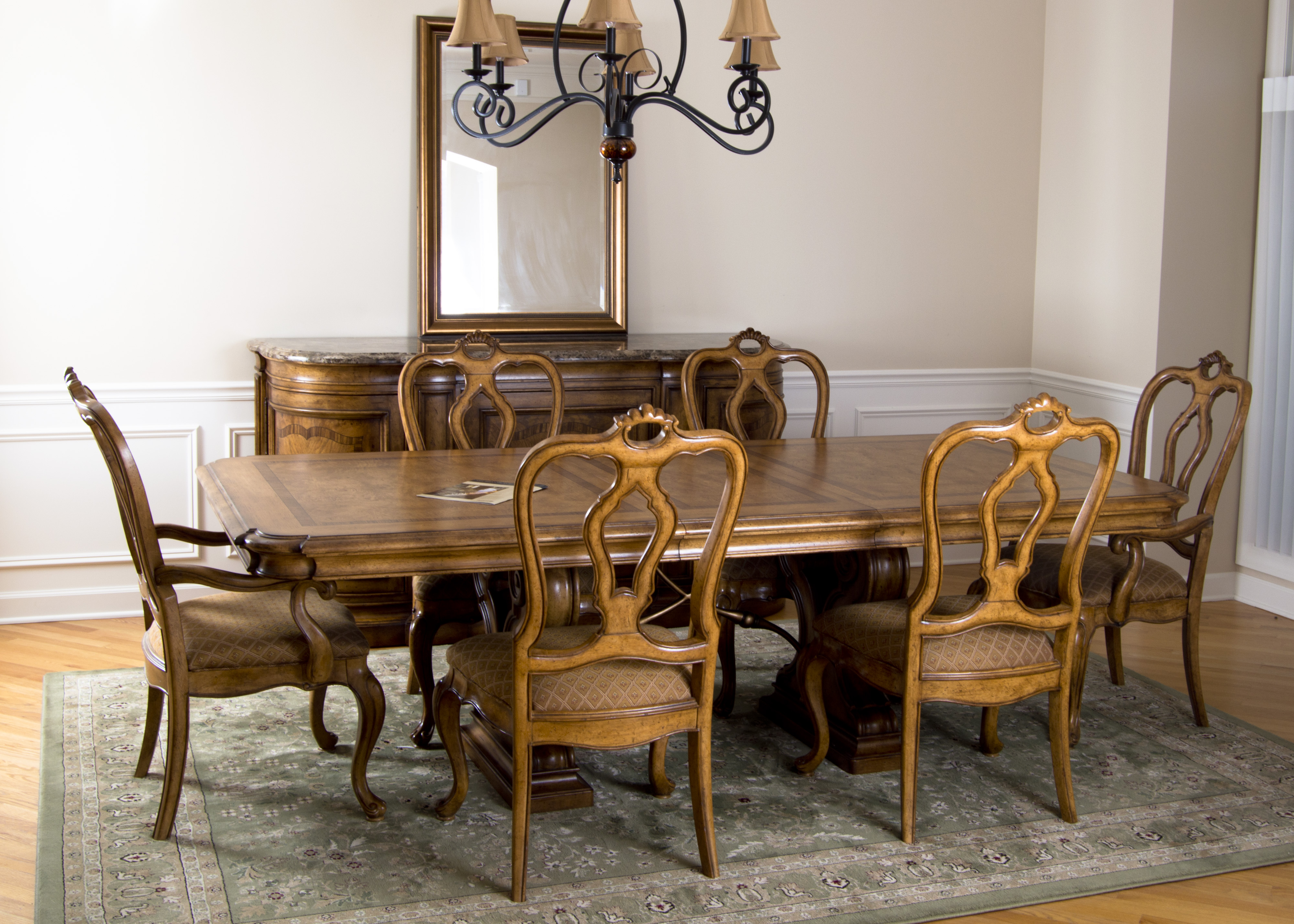 Thomasville Bibbiano Trestle Dining Table and Six Chairs EBTH
