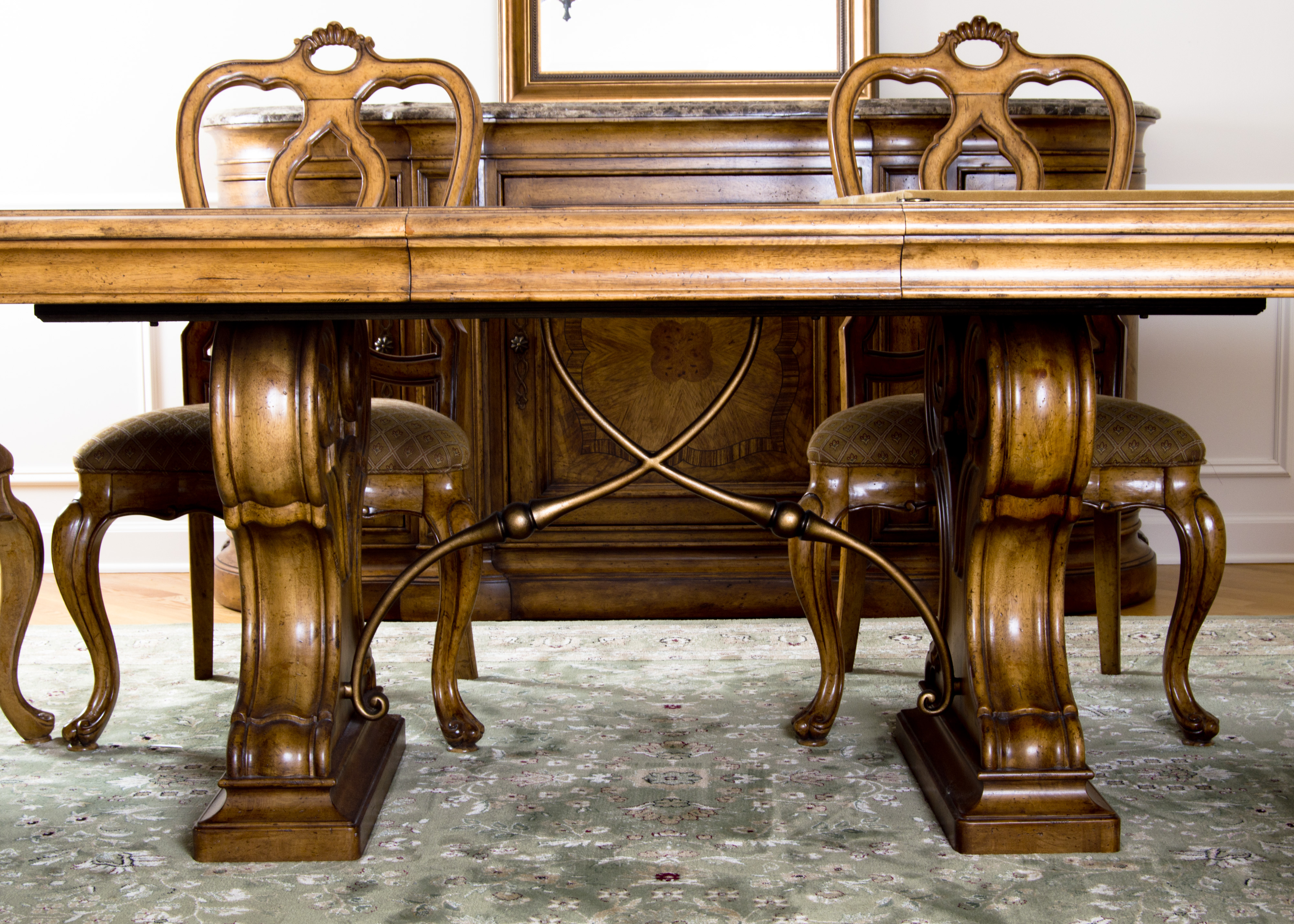 Thomasville Bibbiano Trestle Dining Table and Six Chairs EBTH