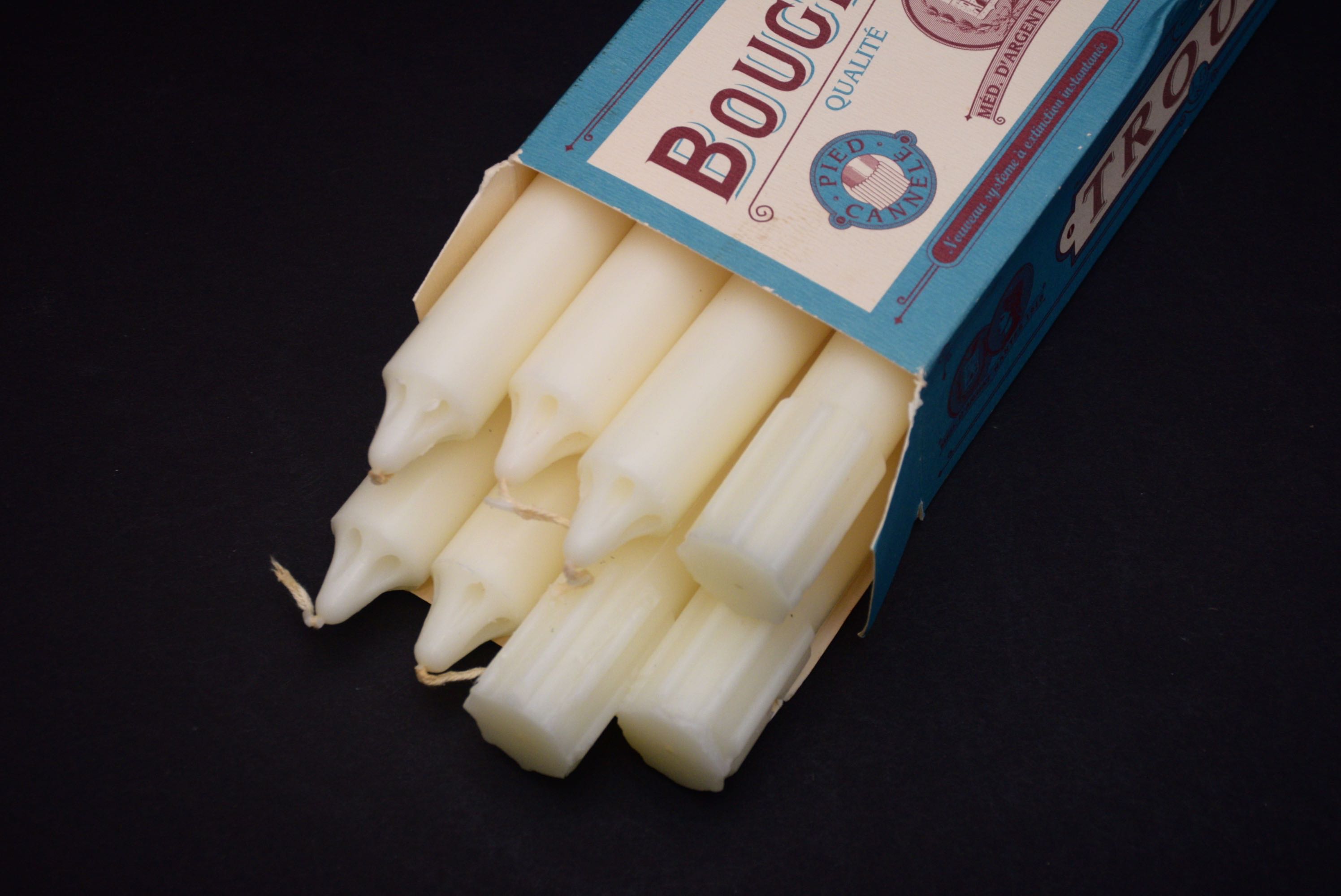 Box of Eight Bougies Trouee la Francaise French Dripless Candles EBTH