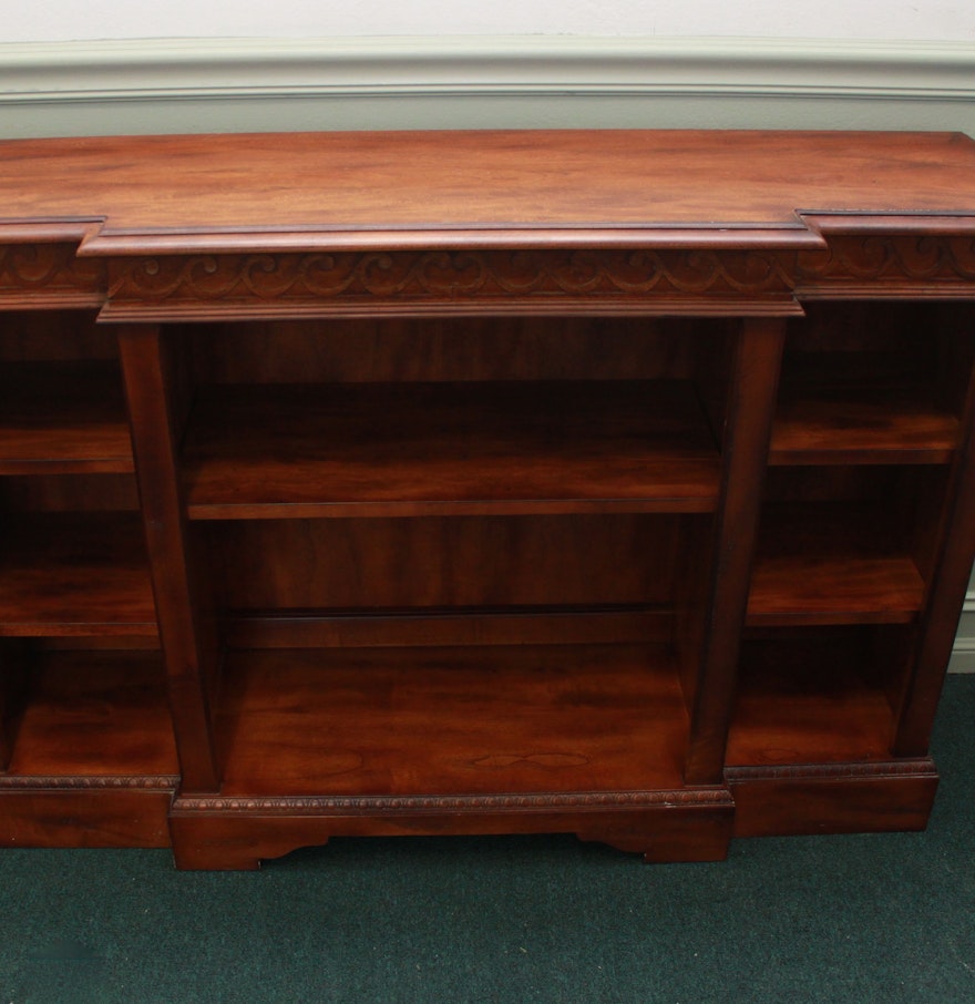 Eight Shelf Wood Bookcase with Ornate Wave Trim : EBTH Eight Shelf Wood Bookcase with Ornate Wave Trim : EBTH