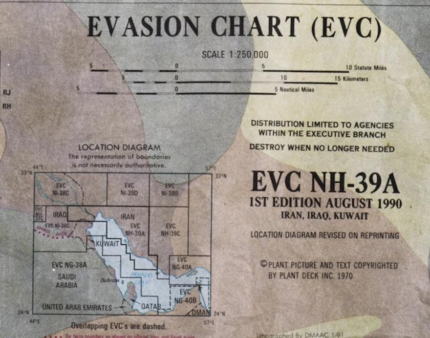 US Military Evasion Chart for Desert Storm EBTH