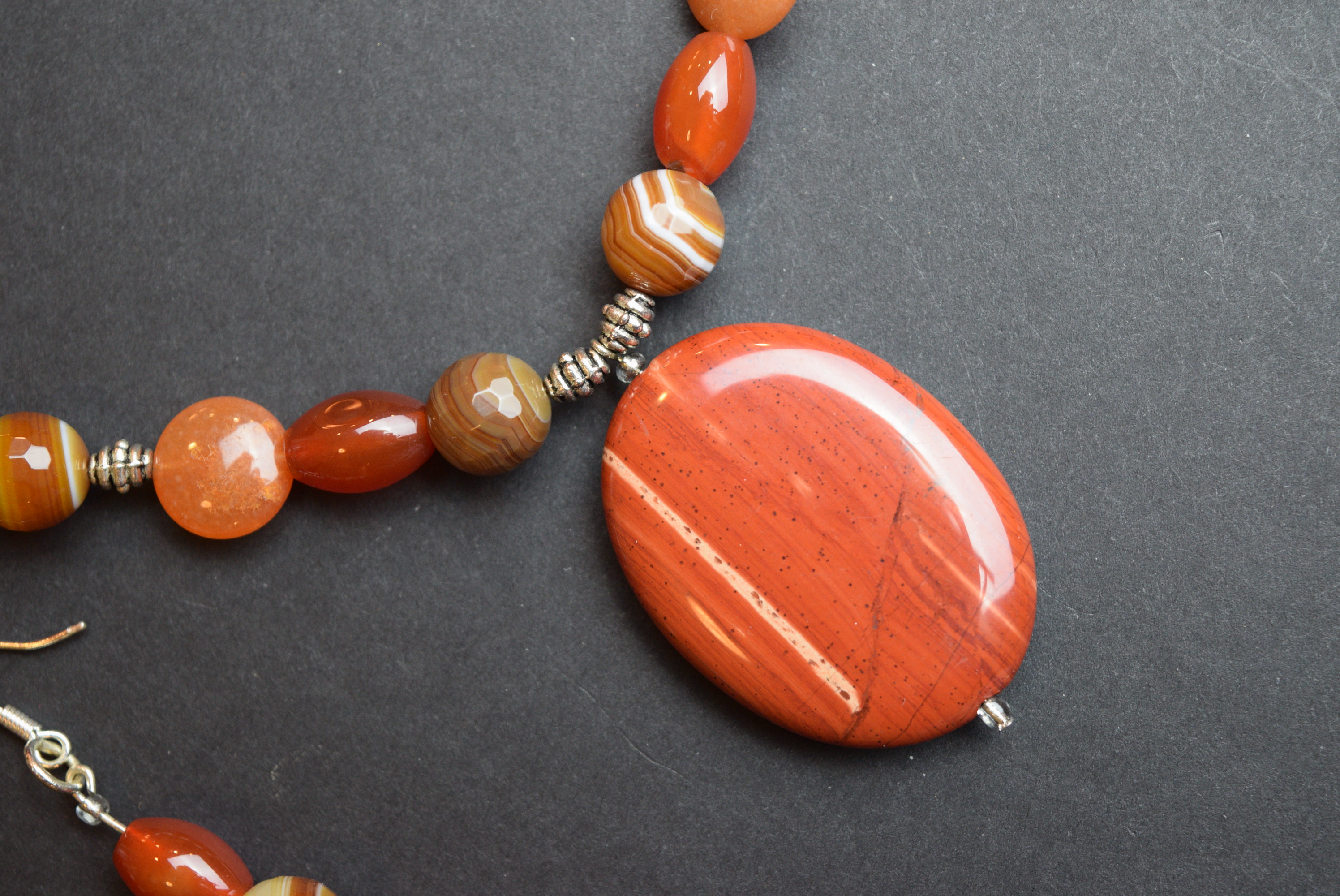 Jasper, Banded Agate, and Carnelian Jewelry Set EBTH