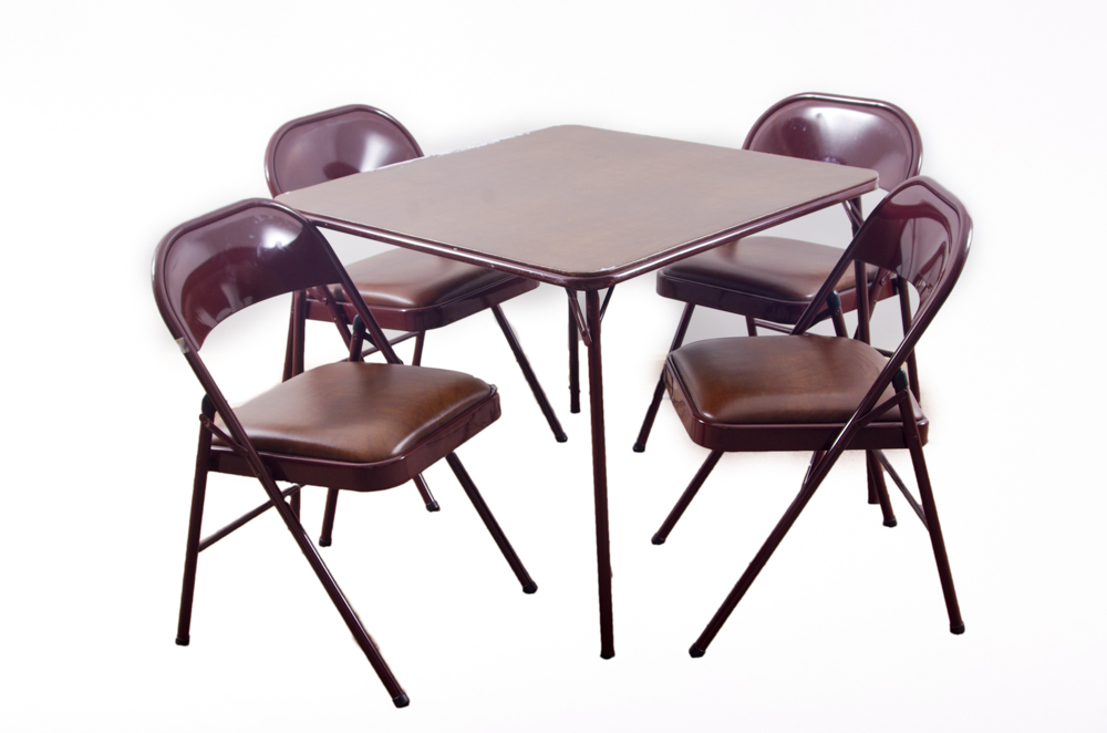 Meco Folding Card Table with Padded Chairs EBTH