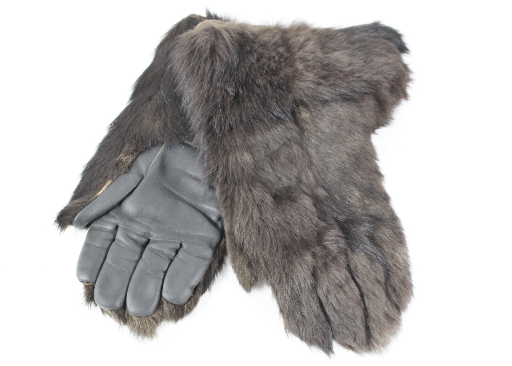 Vintage Bear Fur and Leather Gauntlet Riding Gloves EBTH