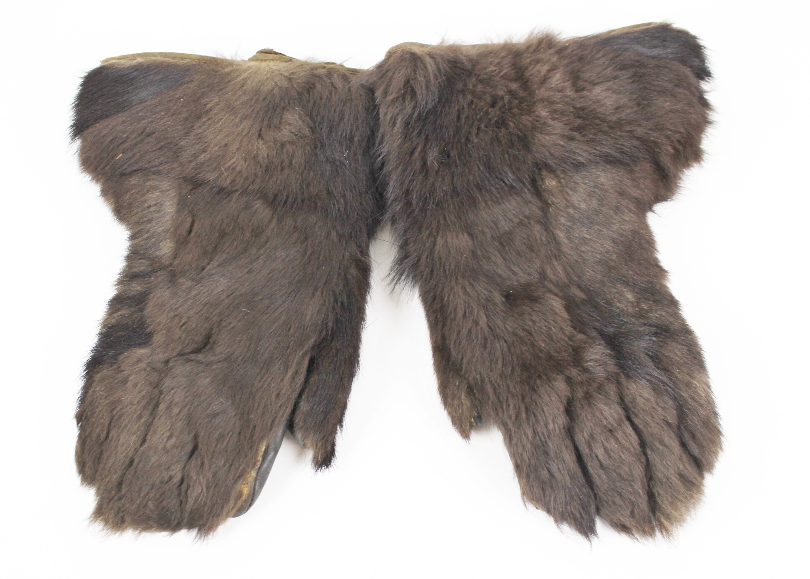 Vintage Bear Fur and Leather Gauntlet Riding Gloves EBTH