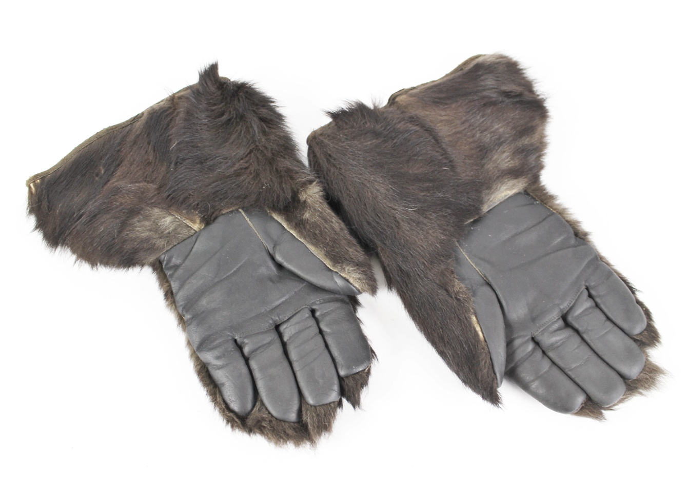 Vintage Bear Fur and Leather Gauntlet Riding Gloves EBTH