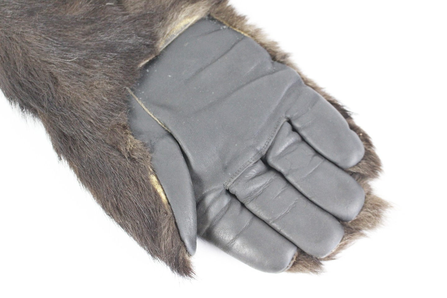 Vintage Bear Fur and Leather Gauntlet Riding Gloves EBTH