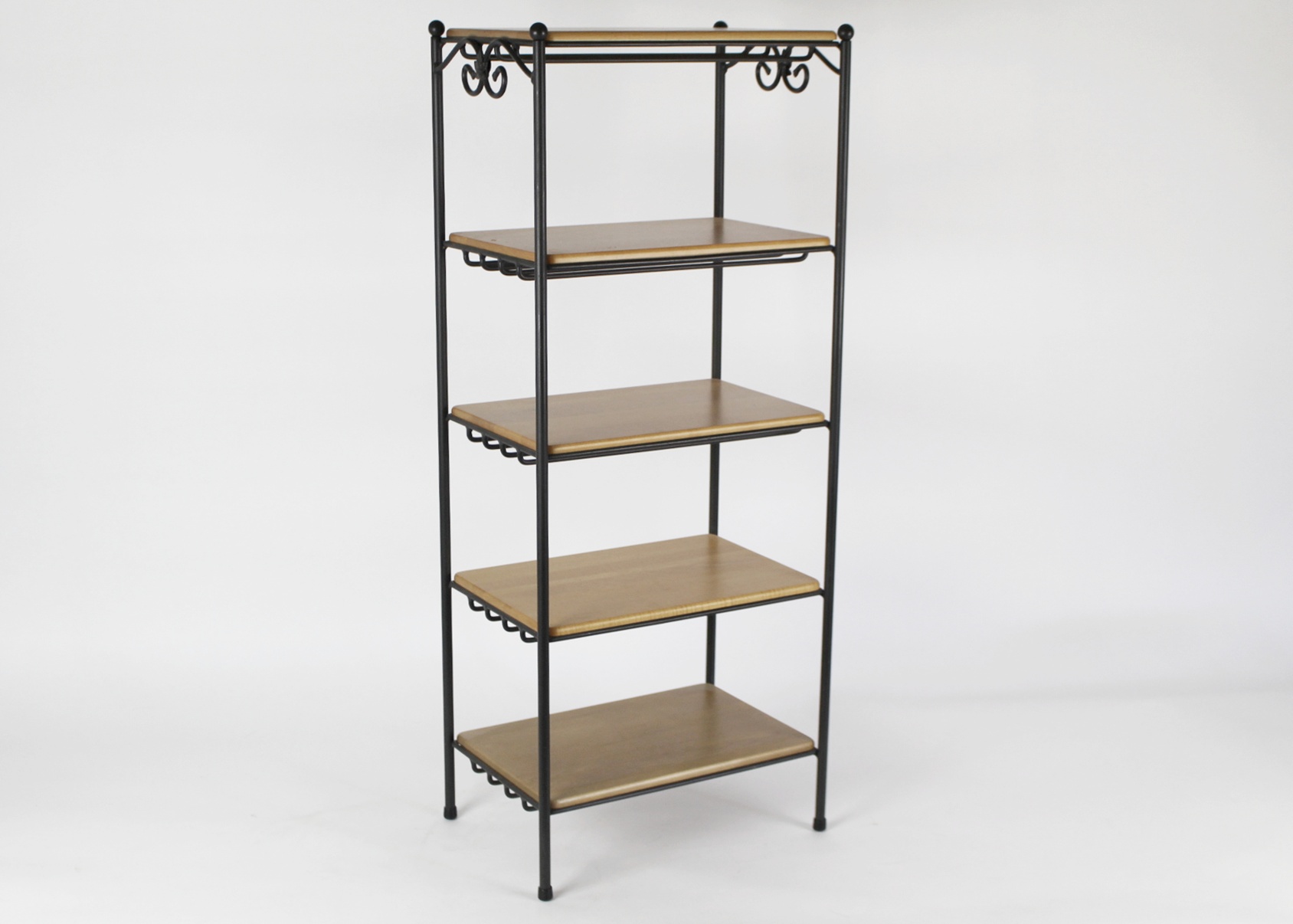 Longaberger Wrought Iron Five Tier Stand w/ Wood Shelves EBTH