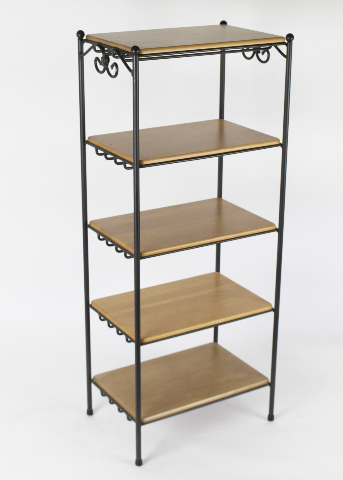 Longaberger Wrought Iron Five Tier Stand w/ Wood Shelves EBTH