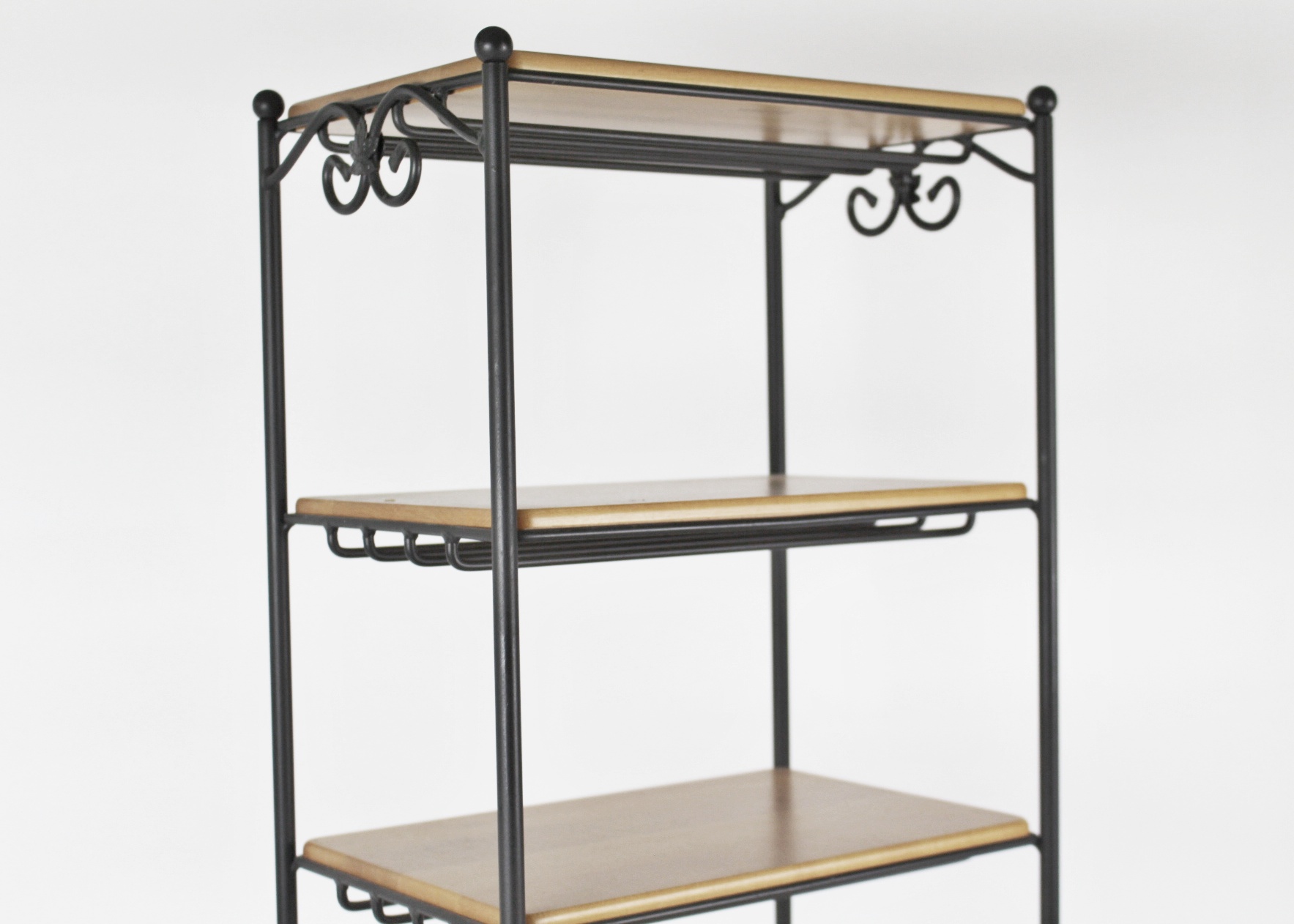 Longaberger Wrought Iron Five Tier Stand w/ Wood Shelves EBTH