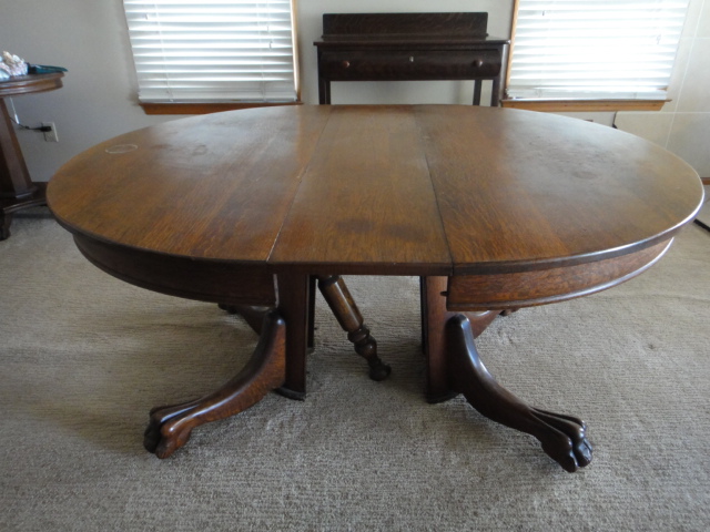 Antique Quarter Sawn Oak Pedestal Dining Table EBTH