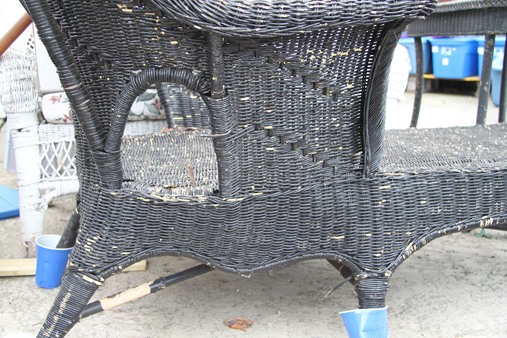 Black Wicker Chaise Lounge EBTH