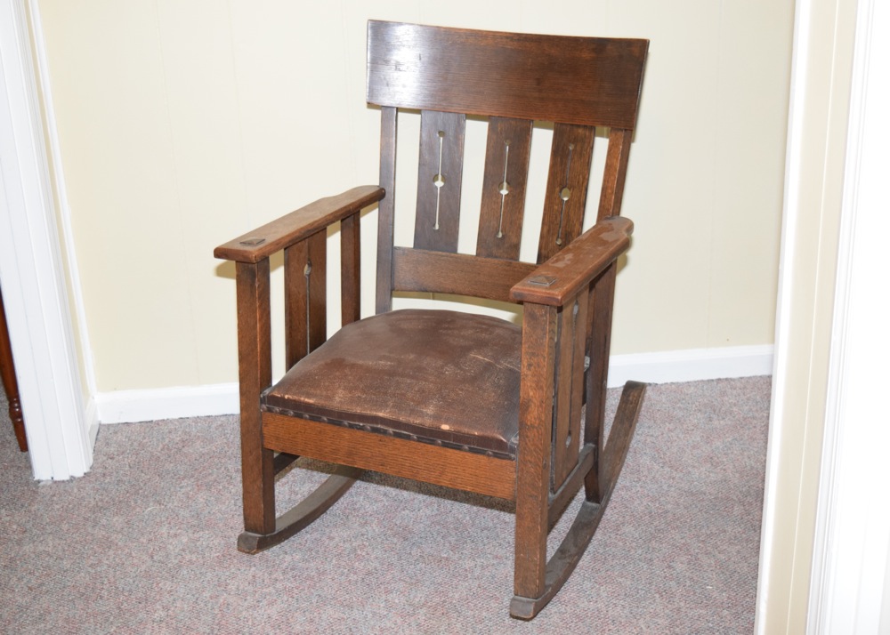 Antique Mission Style Oak Rocker EBTH