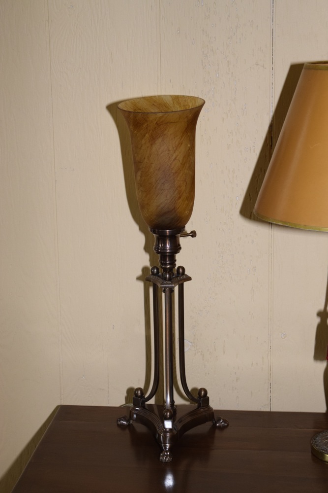 Brass Candlestick Lamp and a Torchiere Style Lamp EBTH