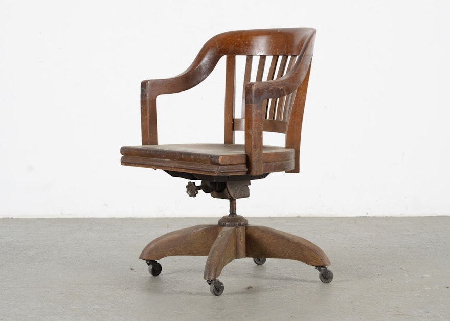 Vintage Solid Oak W H Gunlocke Chair Ebth