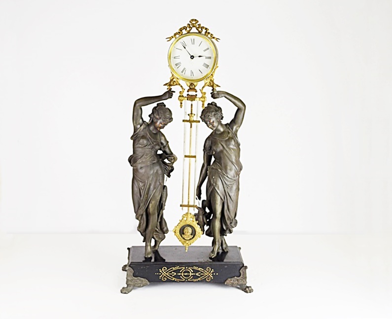 Ansonia "Fisher & Hunter" Swing Arm Clock, Circa 1890 EBTH