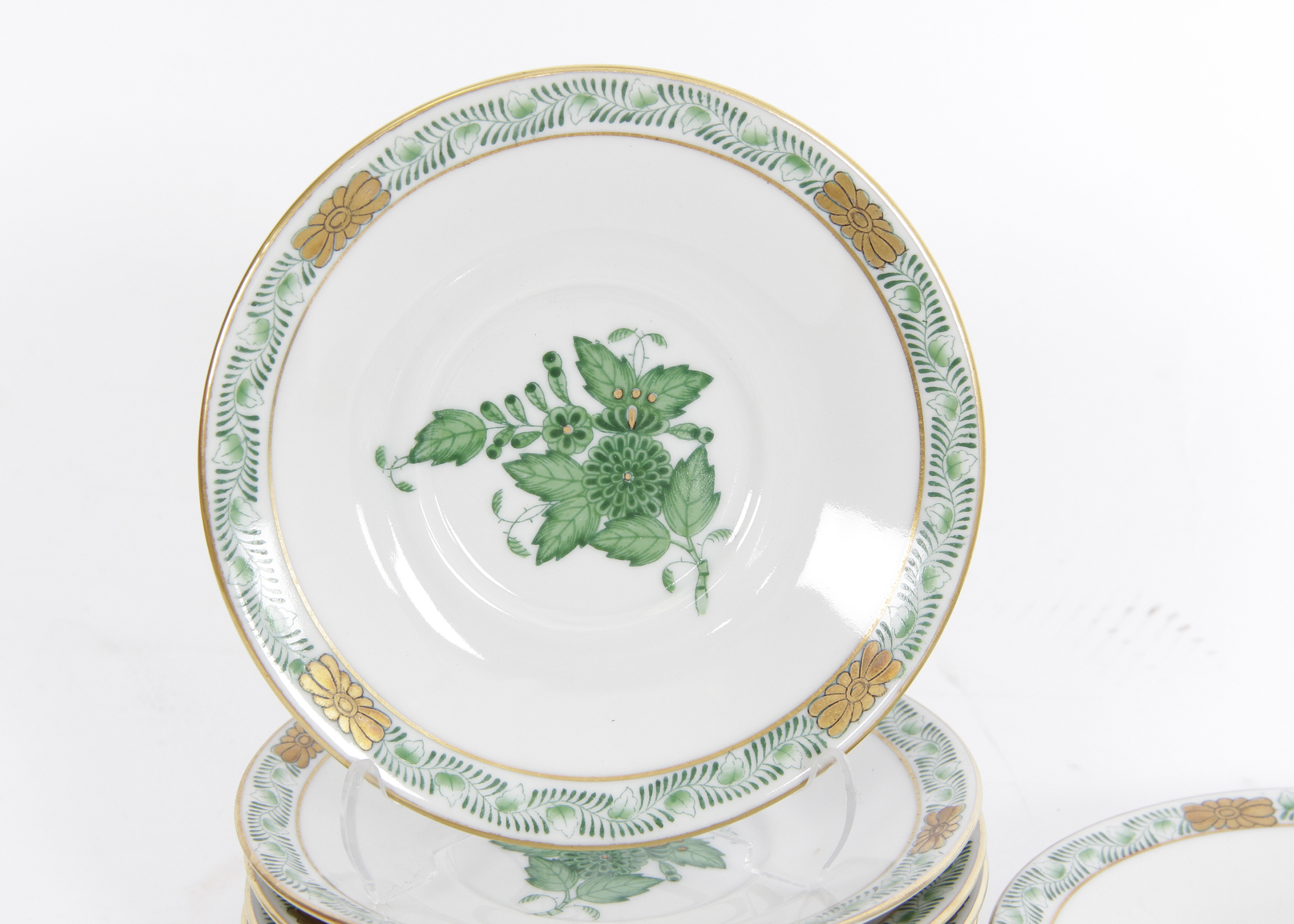 Herend Green Chinese Bouquet Porcelain Tea Set with Gold Rims EBTH