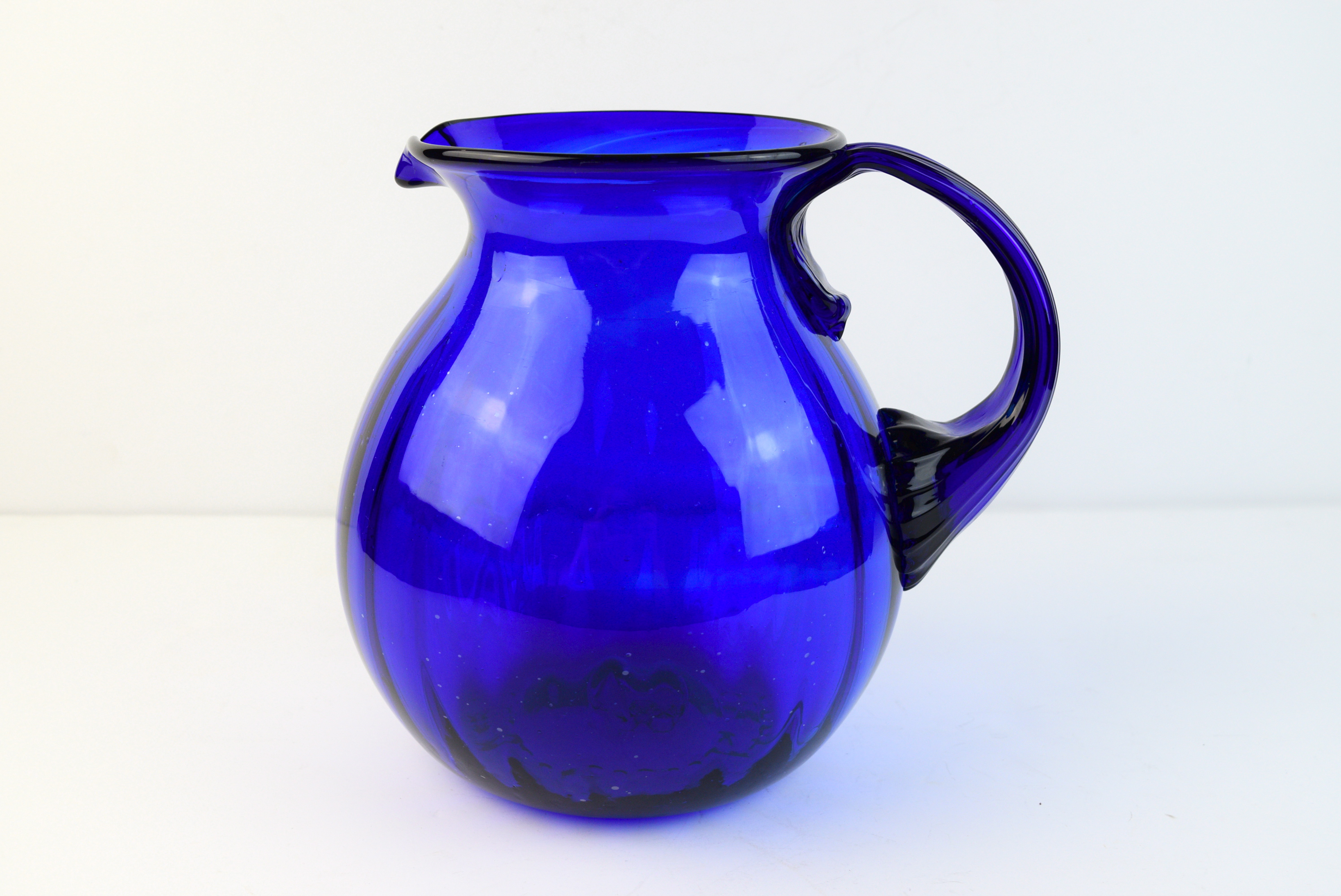 Hand Blown Blue Glass Pitcher Ebth