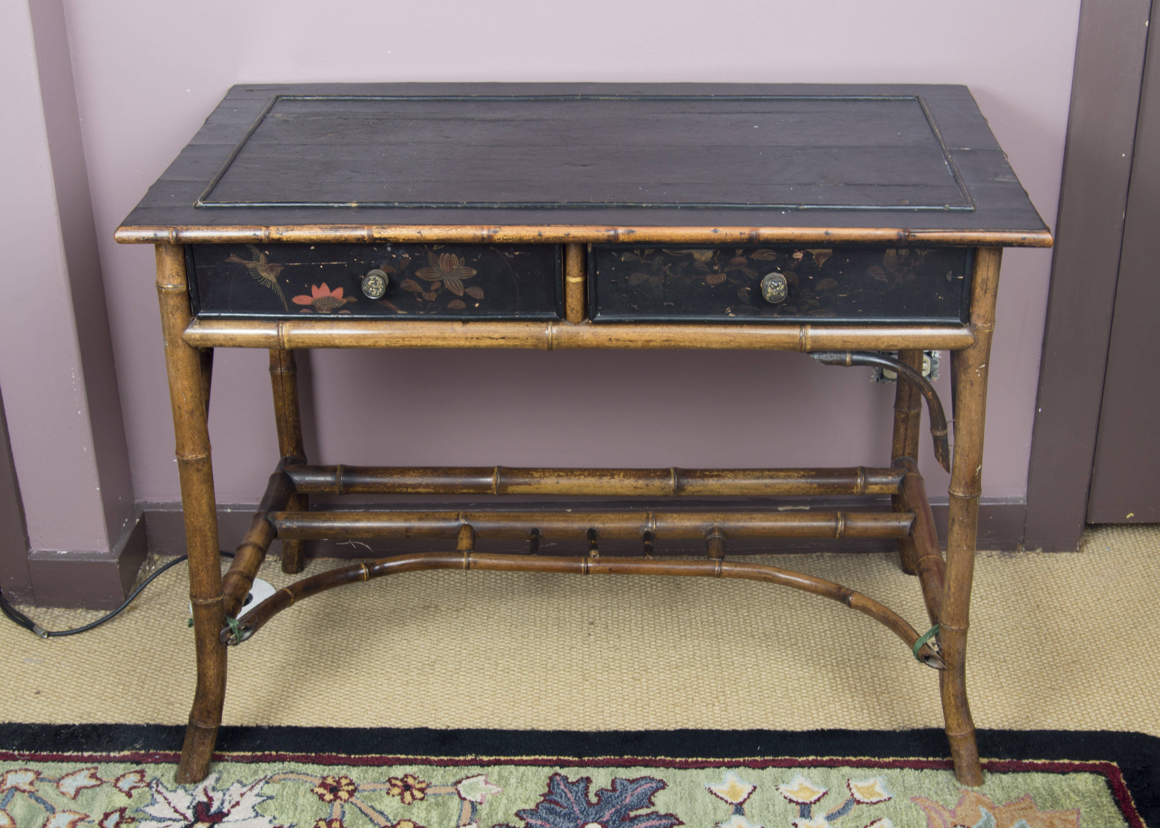 Antique English Bamboo Writing Desk Ebth