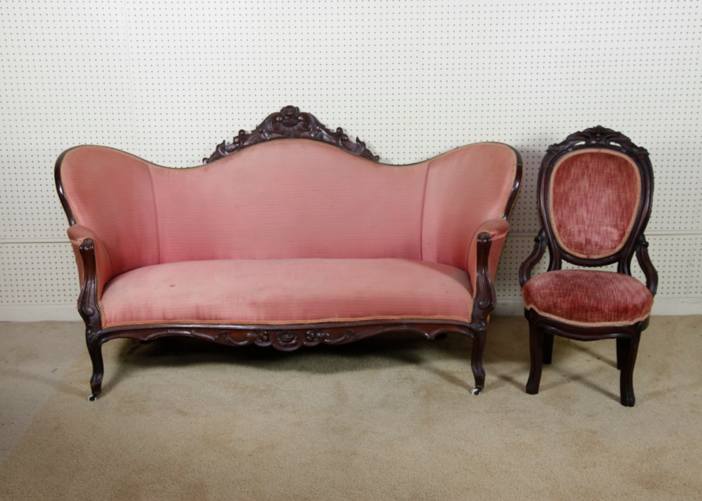 Victorian Rosewood Parlor Sofa and Chair EBTH
