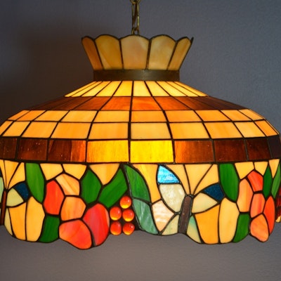 Antique Floor Lamps, Table Lamps And Light Fixtures Auction : EBTH Tiffany Style Stained Glass Fruit Pendant - Antique Floor Lamps, Table Lamps And Light Fixtures Auction : EBTH
