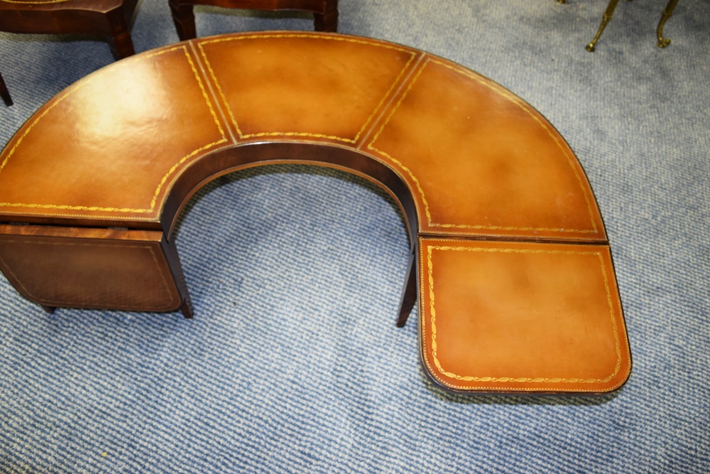 Vintage End Tables and Horseshoe Coffee Table with Leather EBTH