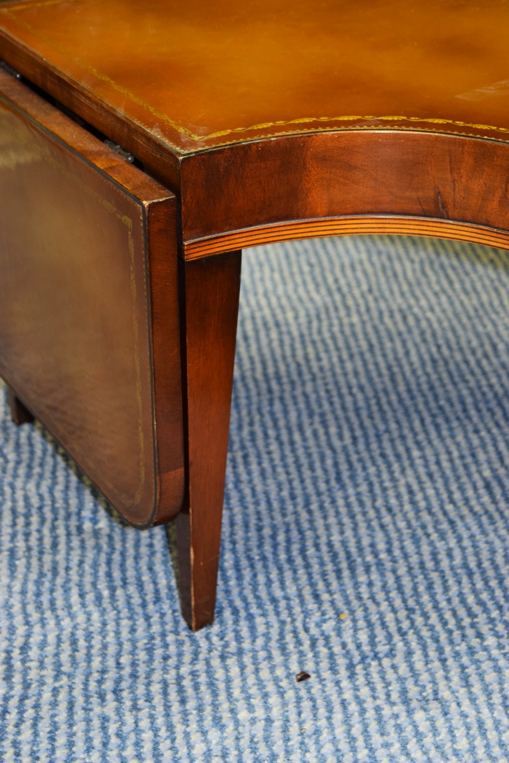 Vintage End Tables and Horseshoe Coffee Table with Leather EBTH