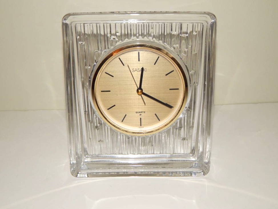 Sasaki Crystal Clock & Solbika Glass Vase EBTH