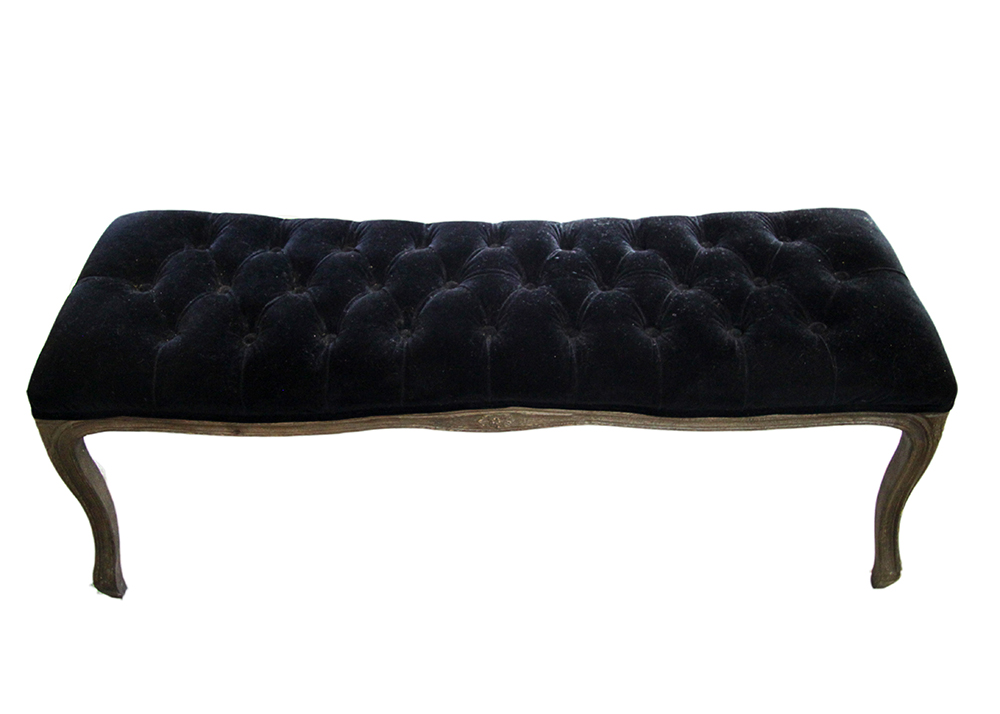 Black Velvet Upholstered Bench EBTH