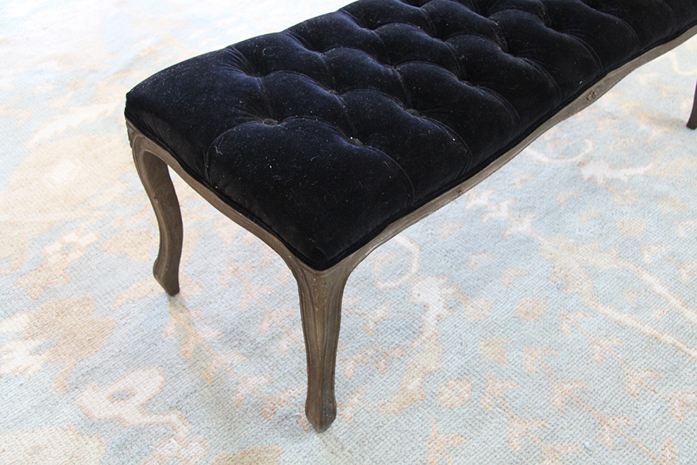 Black Velvet Upholstered Bench EBTH
