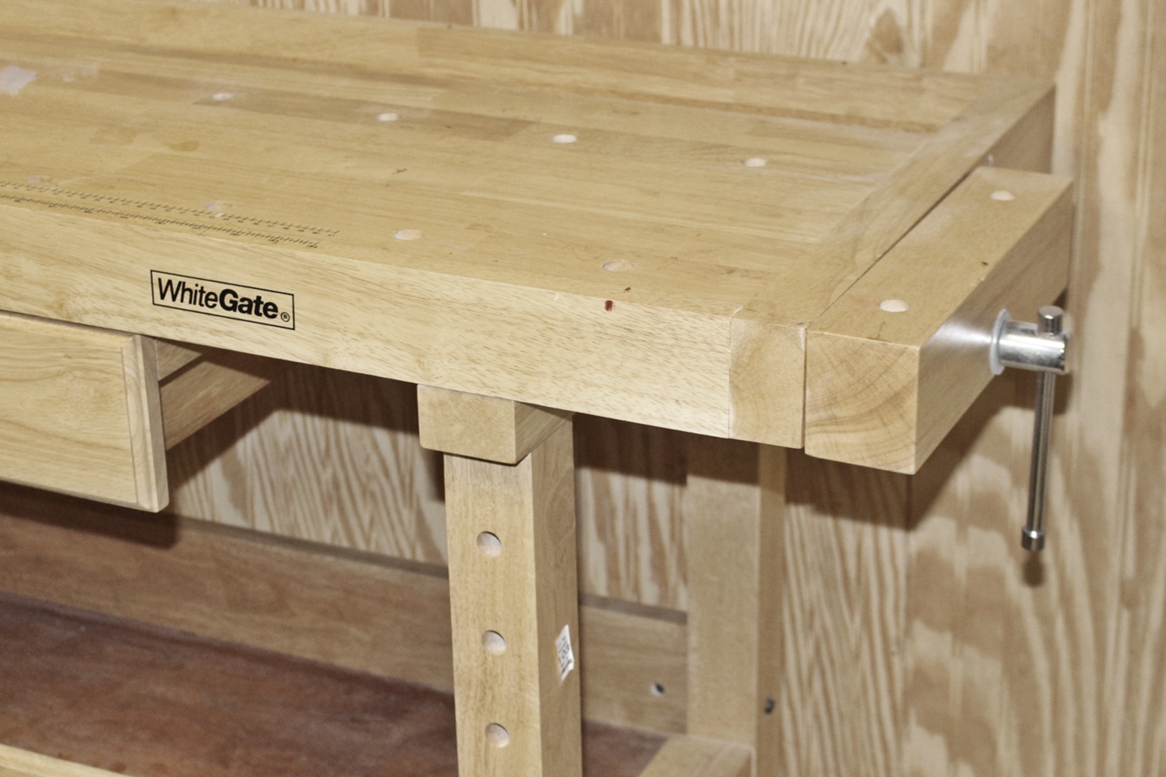 White Gate Oak Work Bench w/ Two Vises EBTH