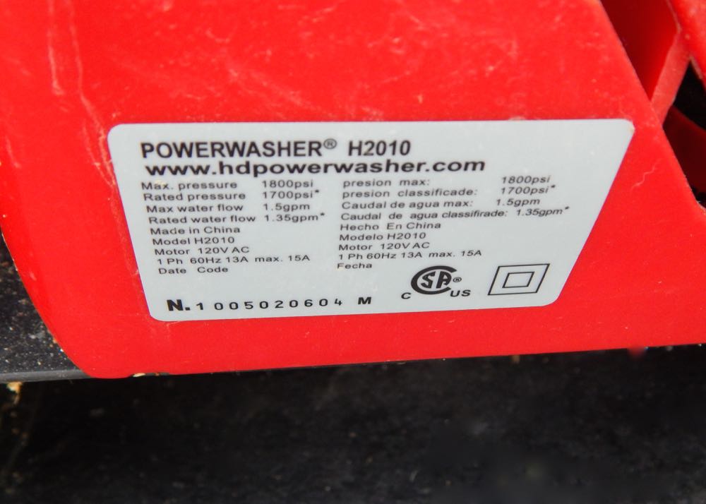 HD Power Washer H2010 EBTH