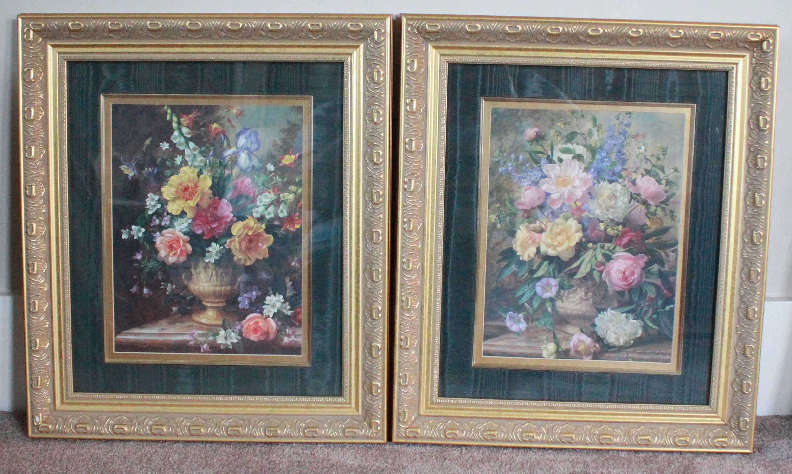 Trio of Floral Prints in Gold Frames EBTH