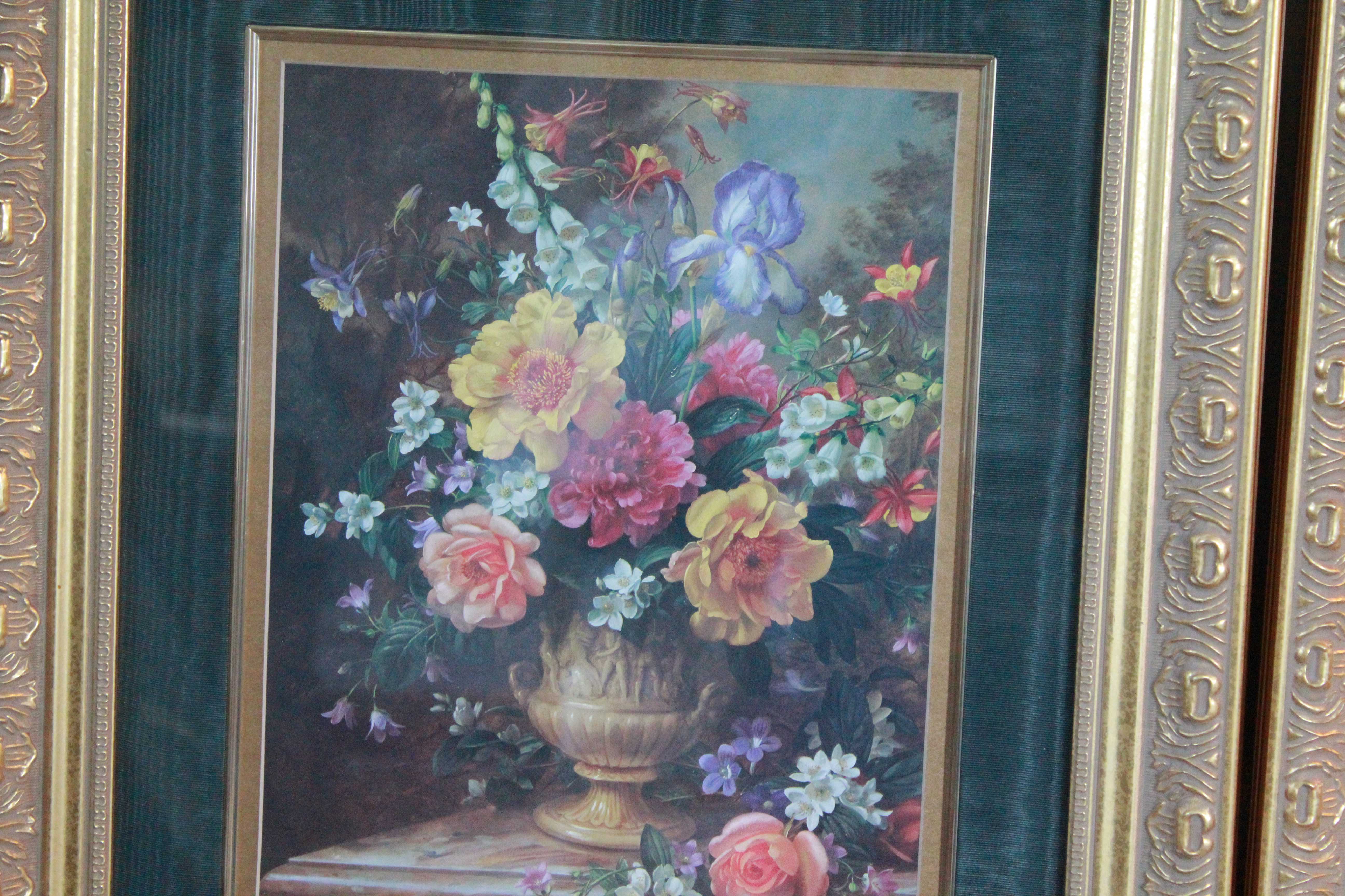 Trio of Floral Prints in Gold Frames EBTH