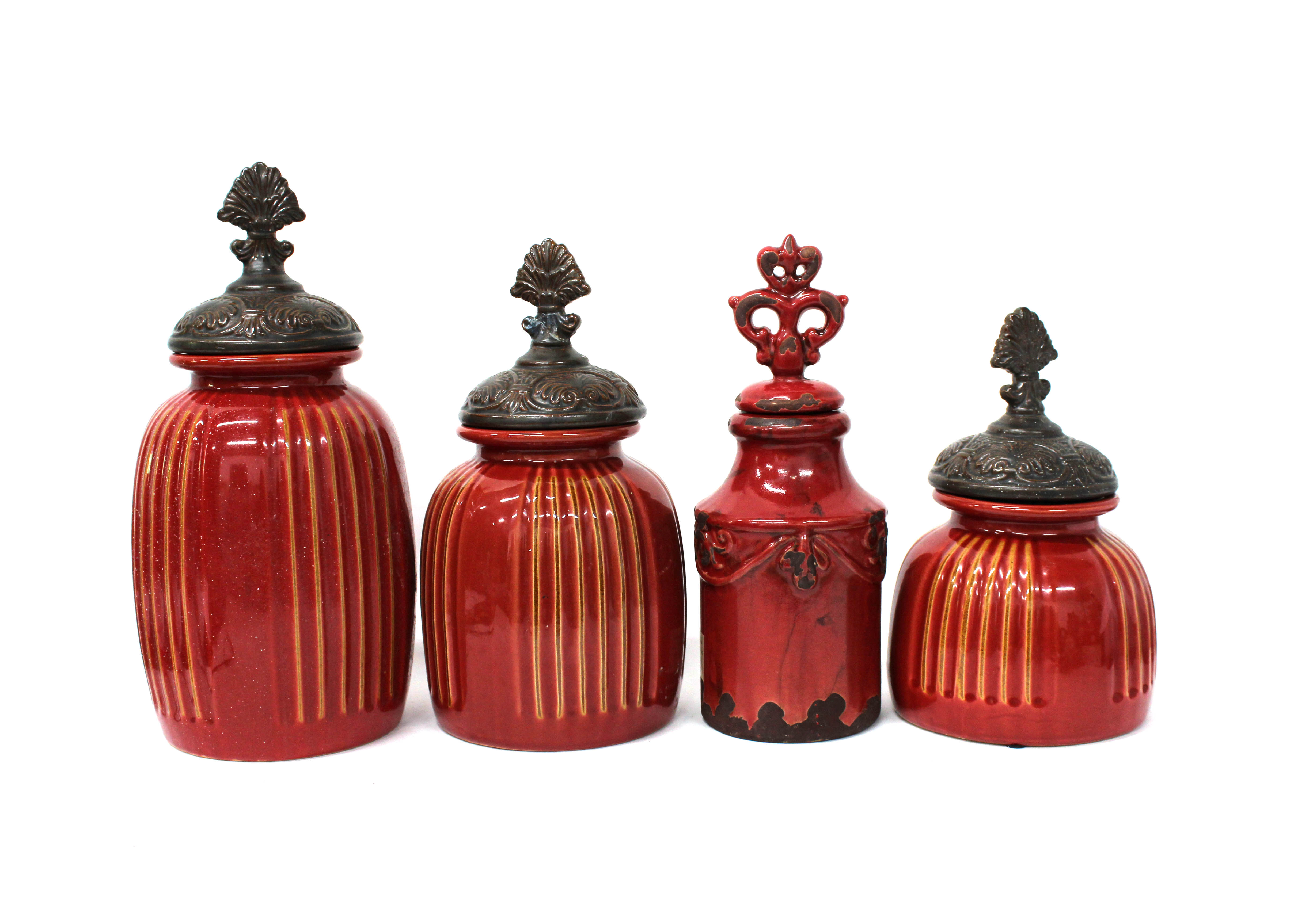 Set of Red Ceramic Jars EBTH