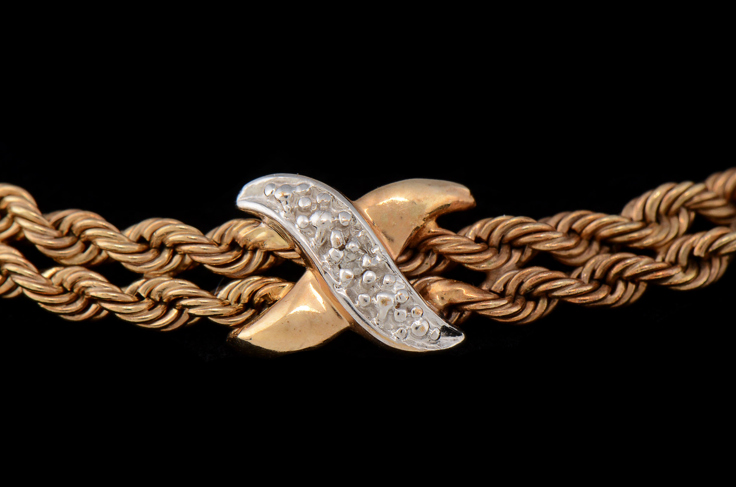 10K Yellow Gold Diamond Double Rope Chain Bracelet EBTH