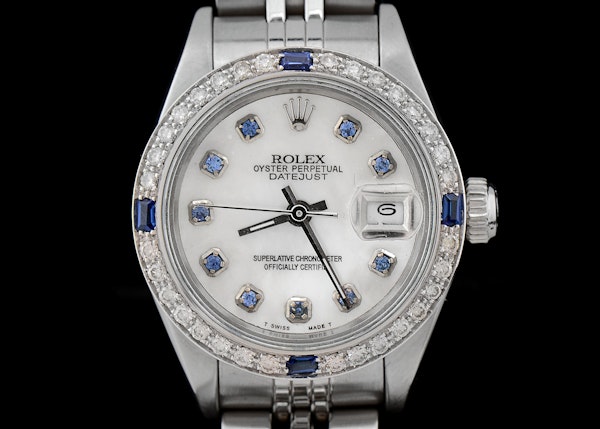 Women's Rolex Diamond and Synthetic Blue Sapphire ...