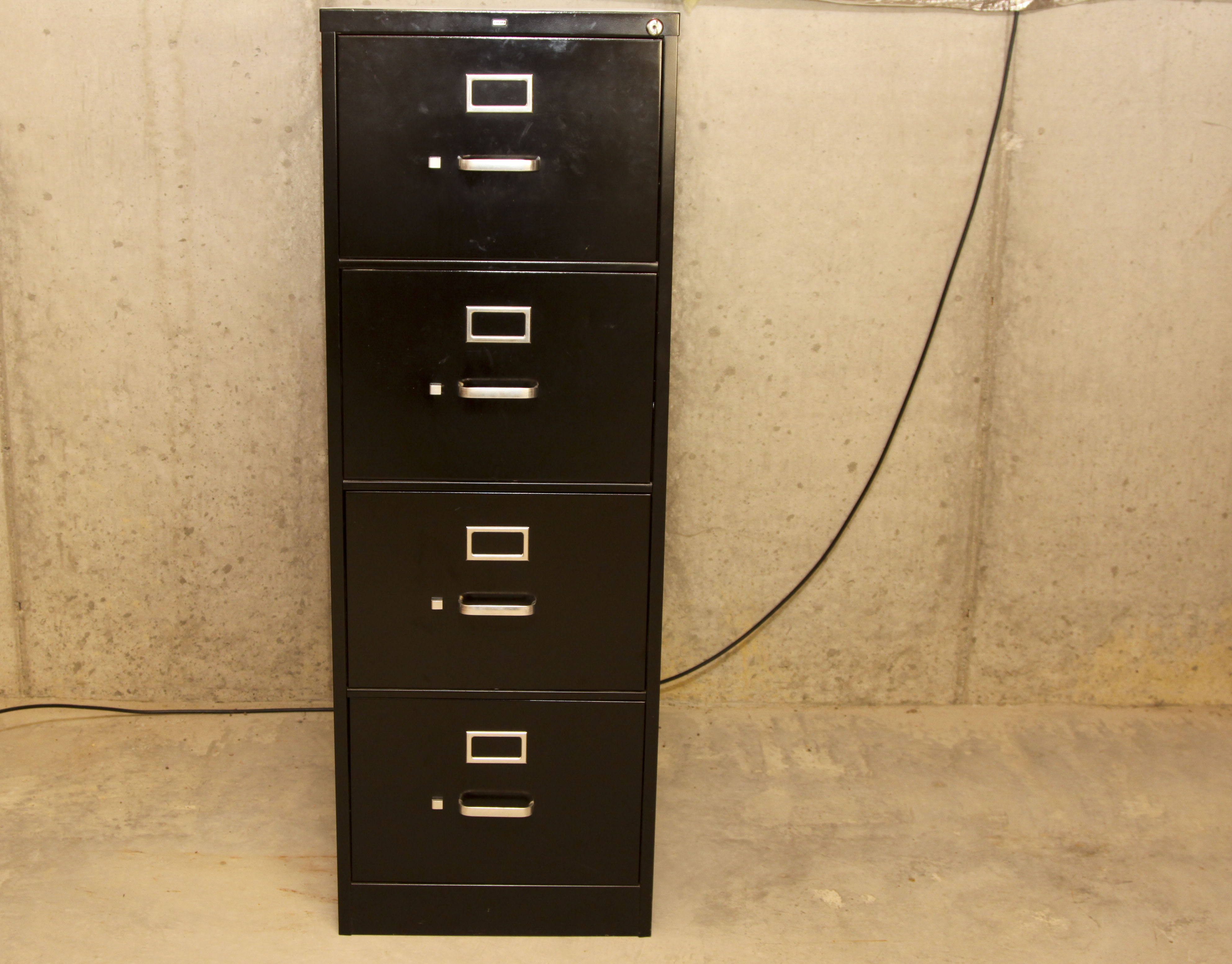 Black Metal FourDrawer File with Key EBTH
