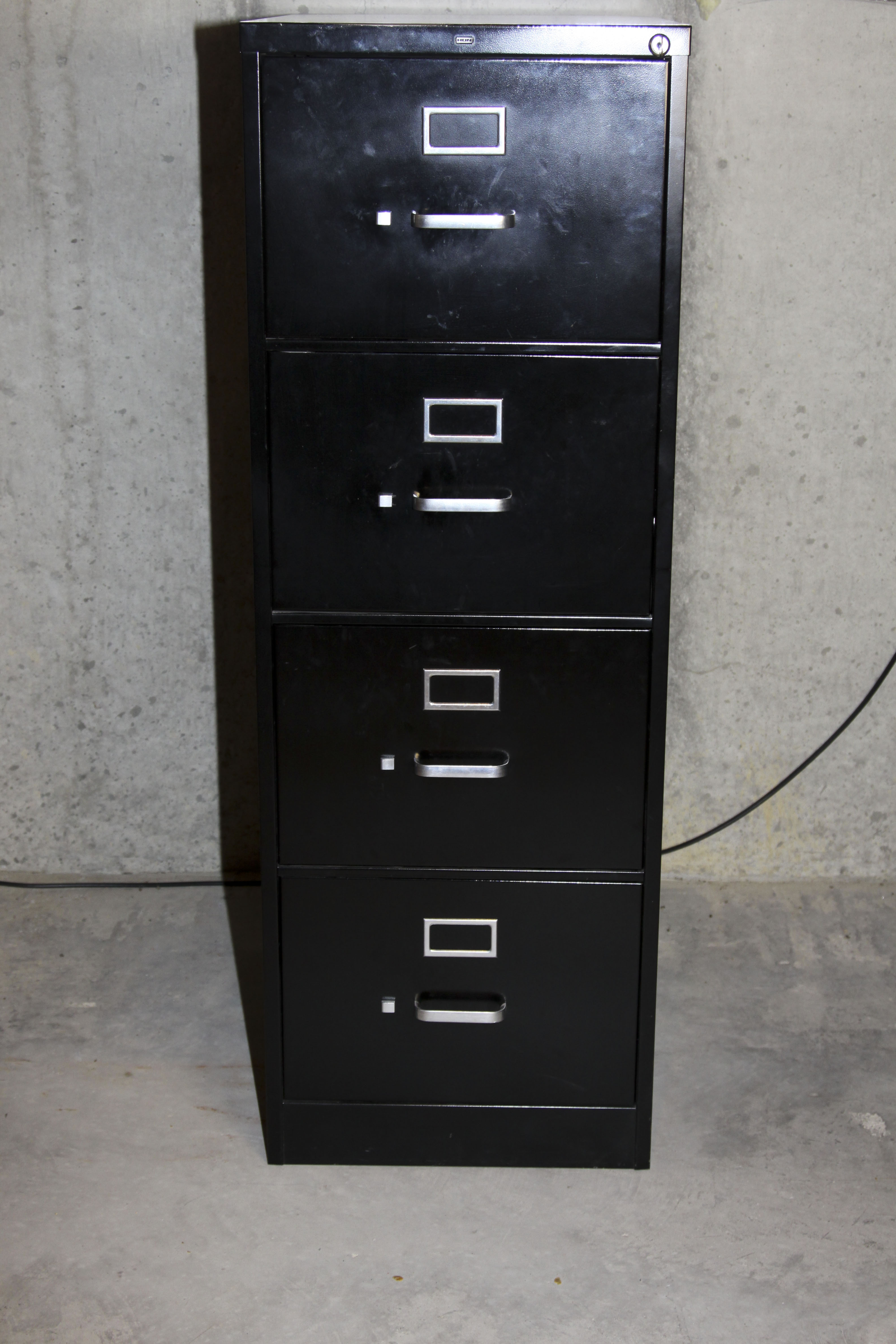 Black Metal FourDrawer File with Key EBTH